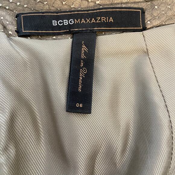 BCBGMAXAZRIA Leather Snakeskin Print A Line Skirt - Women's Size 6 - Picture 4 of 7